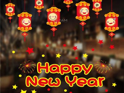 Decal dán kính trang trí Tết loại không keo HL-XNTZ17-020